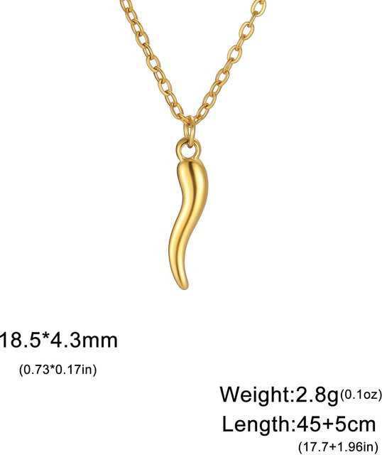 Halskette Rote Emaillierte Italienische Hörnchen, Edelstahl, Gold, Damen - Bild 1