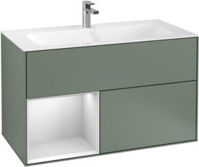 V&B Waschtischunterschrank Finion mit Wandbeleuchtung, Farbe: Weiß lackiert, B: 99,6 cm, H: 49,8 cm - Bild 1
