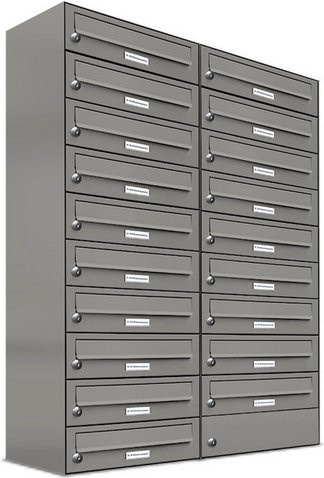 AL Briefkasten für 19 Parteien, Aufputzmontage, grau, B/H/T: 76,6 x 115 x 27,5 cm - Bild 1