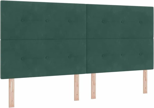 vidaXL LED Boxspringbett mit Matratze in Dunkelgrün, modernes Polsterbett aus Stoff mit Unterbettbeleuchtung, B/T: 200 x 200 cm, Höhe: 280 cm - Bild 1