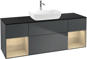 V&B Waschtischunterschrank Finion mit Wandbeleuchtung, Anthrazit lackiert, Breite: 160 cm, Tiefe: 50,1 cm, Höhe: 50,1 cm - Bild 1