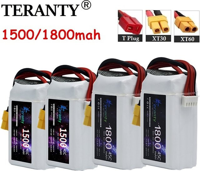 2er-Set TERFPV LiPo Akku 4S 14,8 V mit 1500mAh und 45C für Freestyle FPV Quadcopter und Flugzeuge, Farbe Weiß, mit XT60, Deans oder XT30 Stecker - Bild 1