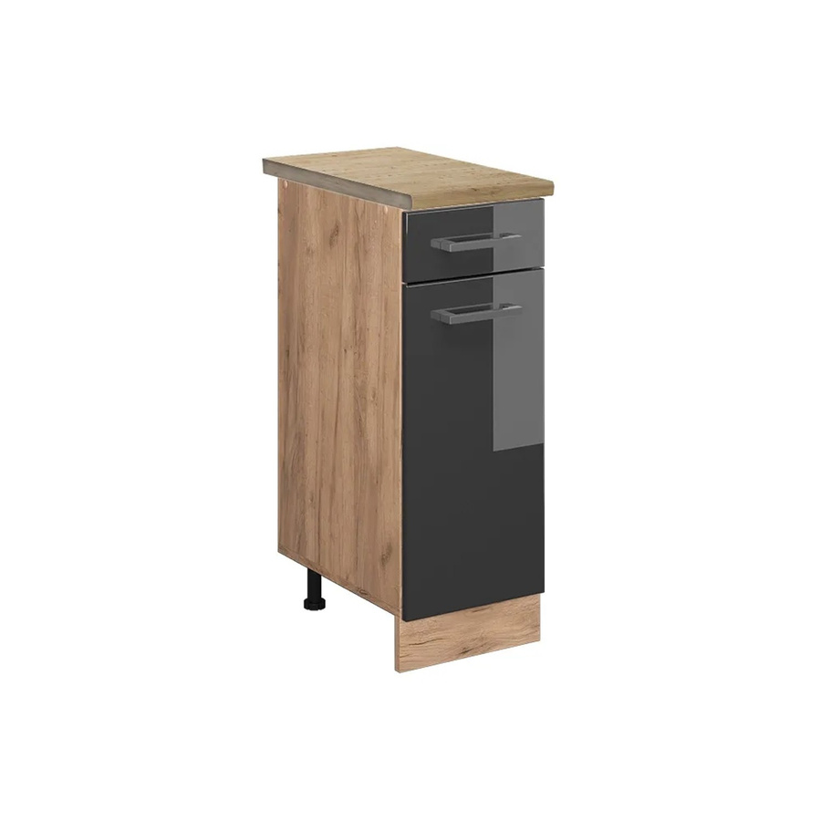 Vicco Küchenunterschrank R-Line in Anthrazit Hochglanz und Goldkraft Eiche, B: 30,0 cm, H: 81,6 cm, T: 60,0 cm - Bild 2
