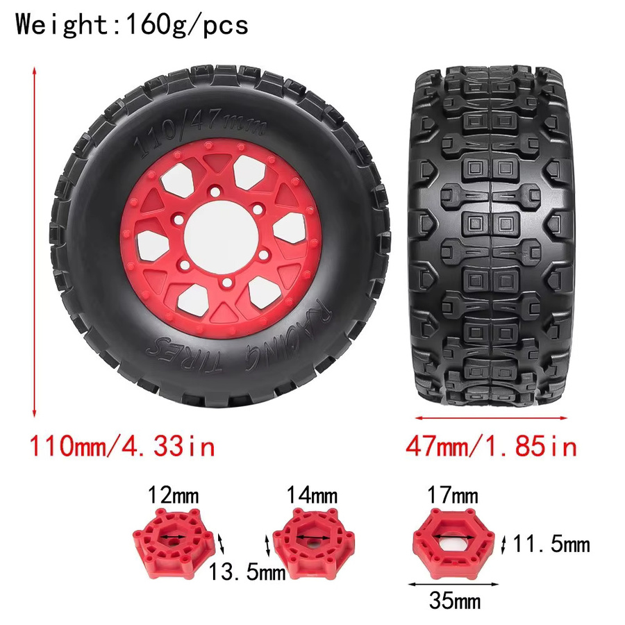 Wonder Rc RC Autoreifen, 4-teiliges Set, Gummireifen, 110 mm - Bild 2