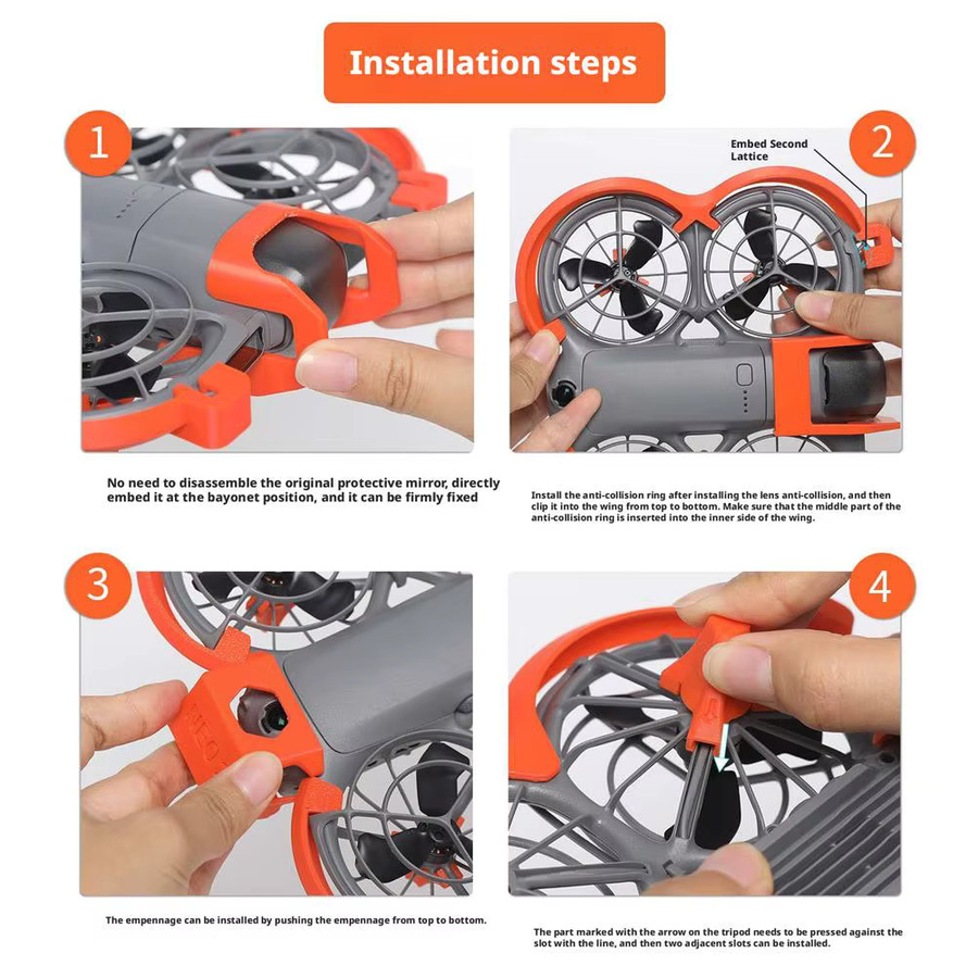 DJI NEO 2 Anti-Kollision Schutz Stoßstange und Propellerschutz Ring in Orange - Bild 4