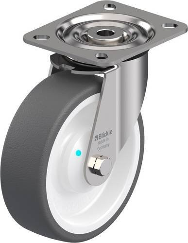 Blickle Lenkrolle LX-POTH 125KAD aus Edelstahl und Kunststoff in Grau und Weiß mit einem Rad-Durchmesser von 125 mm und einer Tragfähigkeit von max. 250 kg - Bild 1