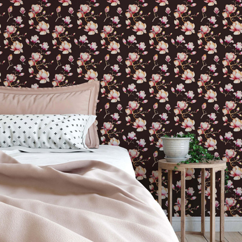 K&L Wall Art Vliestapete Kinderzimmer Magnolien Blumen Schwarz Mehrfarbig Matt - Bild 4