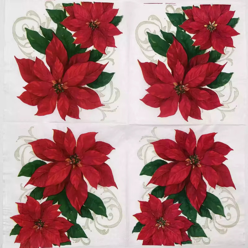 GUANYAO Weihnachtsstern Servietten, 2-lagig, 20 Stück, B: 33 cm - Bild 6