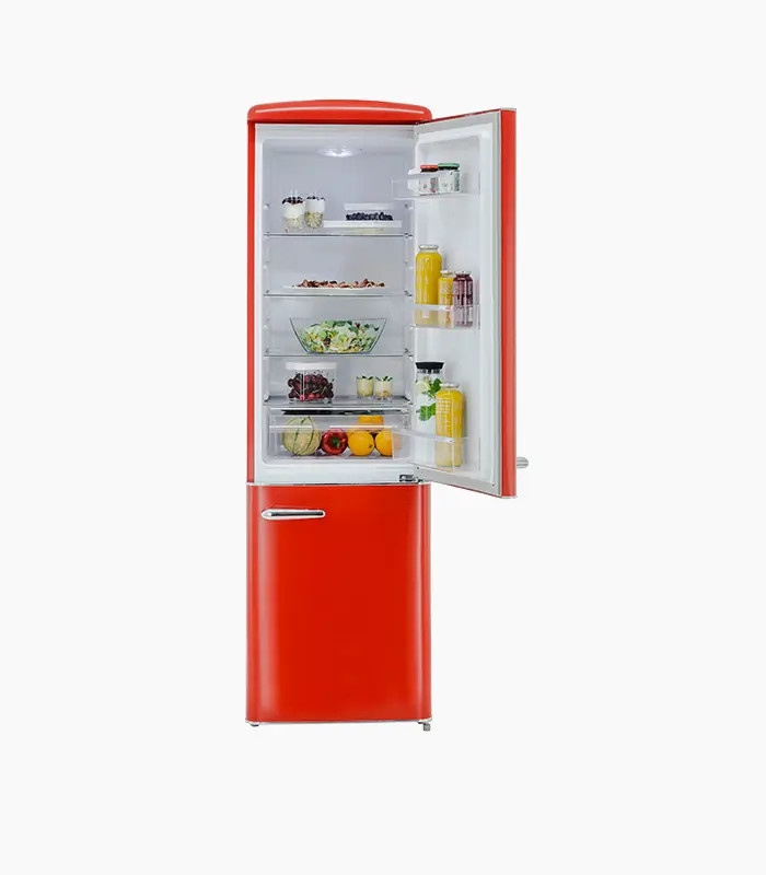 Exquisit Retro Kühl-Gefrierkombination RKGC250-70-H-160E in Rot, Standgerät mit Gefrierfach unten, B: 60 cm, T: 63 cm, H: 160 cm - Bild 2