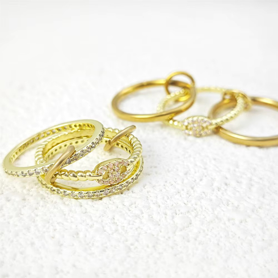 Spinelli Kilcollin Ring-Set Edelstahl, Gold, Zirkonia, Damen - Bild 3