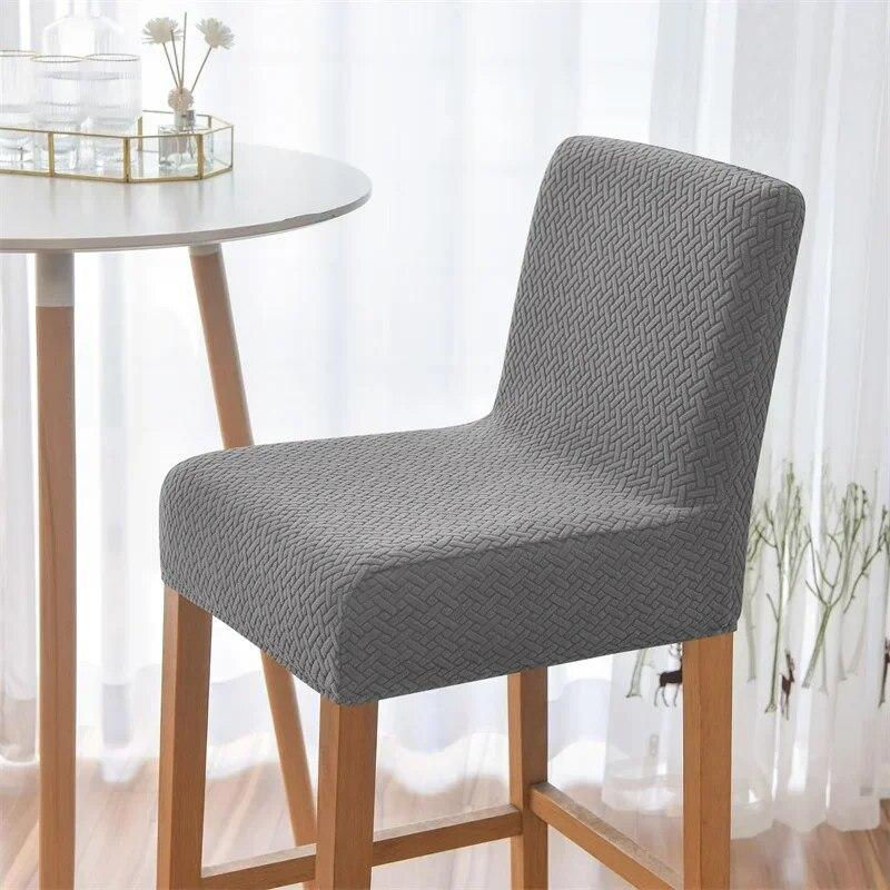 BC-Warm Home Jacquard-Barstuhlbezug mit kurzer Rückenlehne in Schwarz, elastischer Sitzbezug für Barhocker und Esszimmerstühle - Bild 3