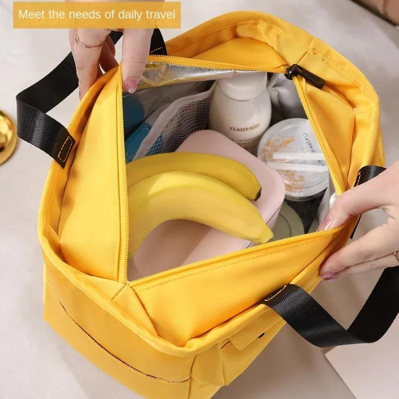 Isolierte Bento-Lunchbox Thermotasche mit hoher Kapazität in Gelb für Damen, praktische Kühltasche für Reise und Picknick - Bild 2