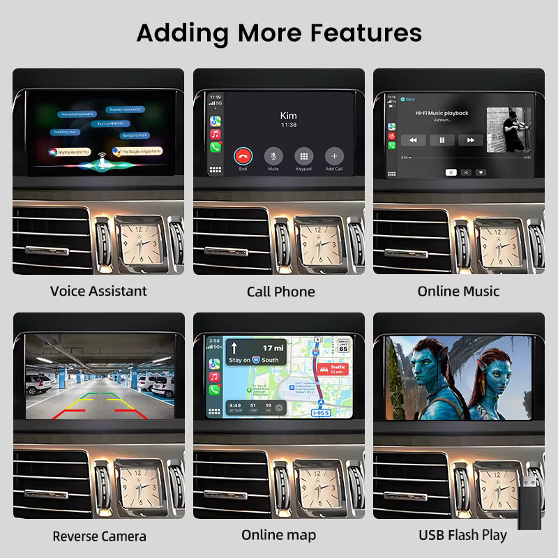 Junsun Wireless CarPlay und Android Auto Decoder Box für Mercedes Benz S Klasse W221 NTG 3,0/3,5 (2006-2012) mit Navigation und Rückfahrkamera Unterstützung - Bild 3