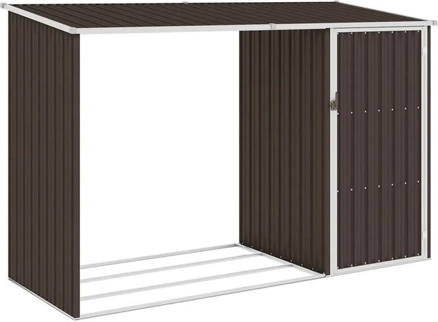 vidaXL Garten Brennholzlager aus verzinktem Stahl in Braun B/T/H: 245 x 98 x 159 cm - Bild 1