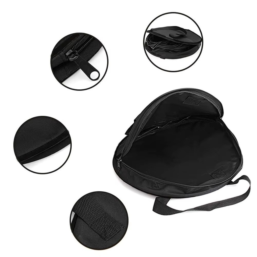 Wasserdichte Auto-Ladekabel-Tasche aus Oxford-Gewebe in Schwarz-Grün als runder Organizer für Elektrofahrzeug-Werkzeuge - Bild 5