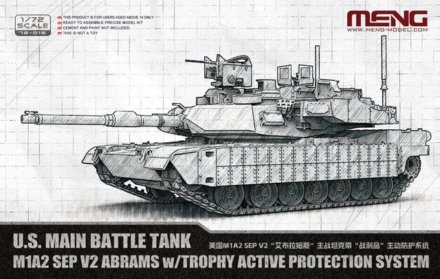 MENG M1A2 SEP V2 mit Aktivem Schutzsystem, Plastik-Bausatz, Panzermodell, 1/72, ab 14 Jahren - Bild 1