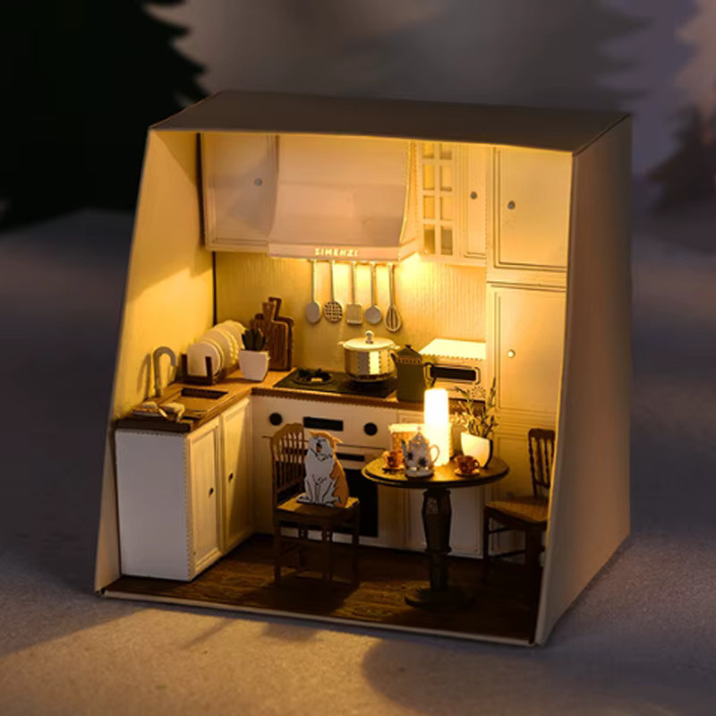 zuuton Holz Mini Puppe Haus DIY Kit, mit LED, Set / Bundle - Bild 5