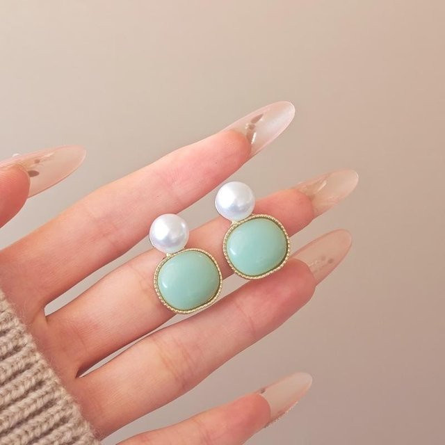 YIRAN Jewelry Ohrringe, Acryl-Tropfen, Perle, Grün, Damen - Bild 1