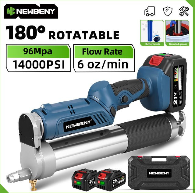 NewBeny Elektrische Fettpresse Hochdruck Blau für Makita 21V Akku zur Fahrzeugschmierung und Wartung - Bild 1