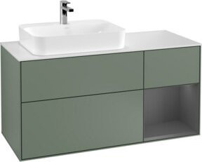 V&B Finion Waschtischunterschrank mit LED-Wandbeleuchtung, Breite: 120 cm, Farbe: Olivenmatt lackiert - Bild 1