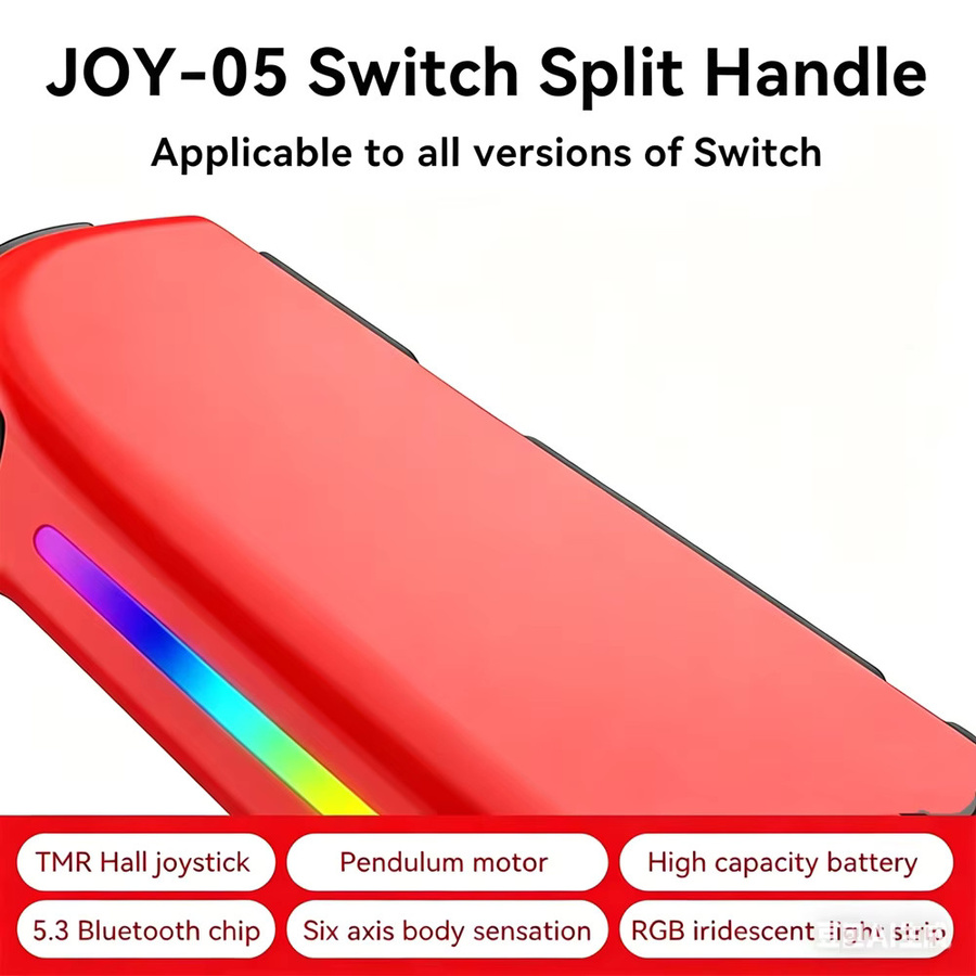 FANGTUOSI Joy-Pad-Controller mit RGB-LED-Beleuchtung für Nintendo Switch, Lite und OLED, Hall-Joystick, 6-Achsen-Gyroskop und Turbo-Funktion - Bild 3