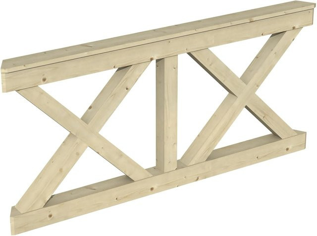 Skan Holz Brüstung Andreaskreuz aus Fichte in Natur, B: 78,5 cm, H: 84 cm - Bild 1