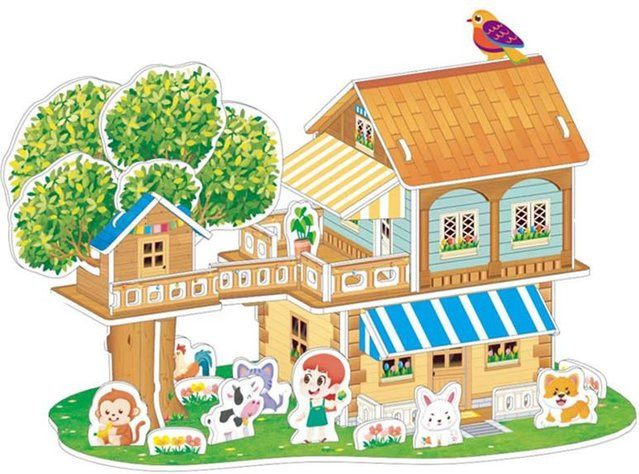 Binchi Outdoor Equipment 3D Stereo Puzzle Cartoon Haus Schloss, Lernspielzeug, ab 6 Jahren - Bild 1