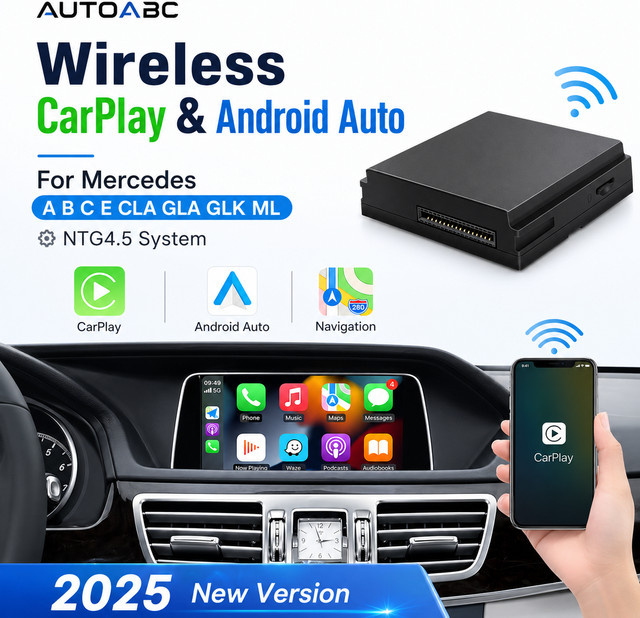 AUTOABC Kabelloser CarPlay und Android Auto Decoder für Mercedes Benz NTG4.5 in Schwarz mit Wi-Fi - Bild 1