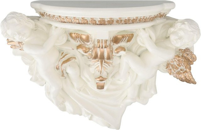 Aimo Wandregal Engel aus Harz in Beige und Gold für Wohnzimmer, Schlafzimmer oder Küche - Bild 1
