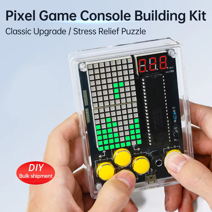 Aideepen DIY Pixel Spielkonsole Game Kit mit Acrylgehäuse und USB-C Anschluss, Green/Multicolour - Bild 2