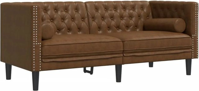 vidaXL Chesterfield-Sofa 2-Sitzer in Braun aus Kunstleder und Mikrofaser mit Massivholzrahmen, B/T/H: 174 x 74,5 x 70,5 cm - Bild 1