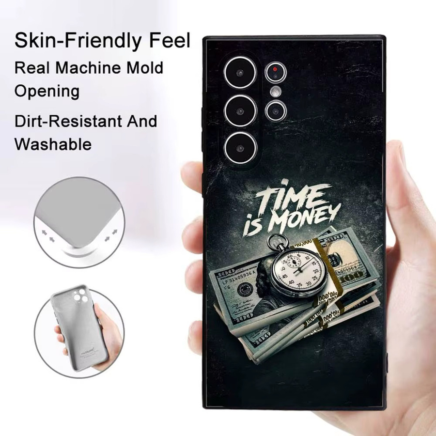 Funny Time is Money Handyhülle für Samsung Galaxy S25 S24 S23 S22 S21 S20 Ultra Plus Frosted Soft Cover - Bild 4