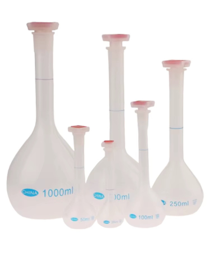 KOQZM Messkolben mit Stopfen aus Kunststoff, transparenter langer Hals-Messkolben für Labortests, 25 ml bis 1000 ml - Bild 3