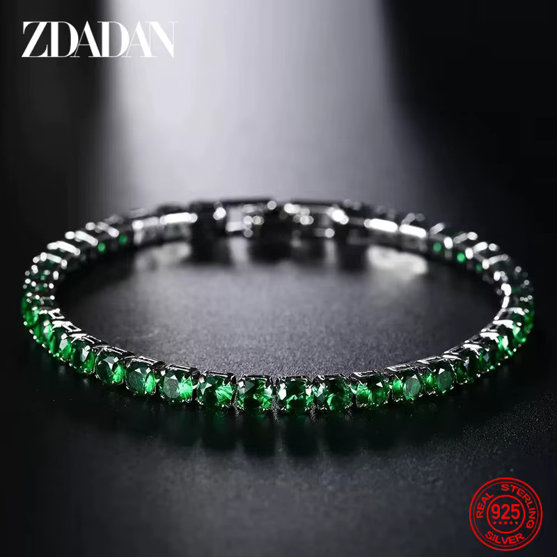 ZDADAN Armband 925 Silber, Bicolor, Grün, Zirkonia, Damen - Bild 3