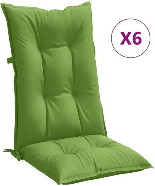 6er Set vidaXL Hochlehner-Auflagen aus Polyester in Melange Grün, B/T/H: 120 x 50 x 7 cm, UV-beständig - Bild 1