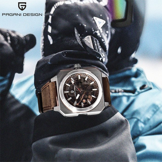 Pagani Design Armbanduhr, Automatik, Edelstahl, Leder, Herren - Bild 1