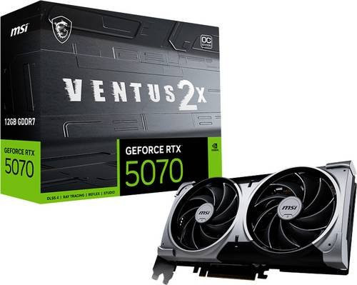 MSI GeForce RTX 5070 VENTUS 2X OC Grafikkarte mit 12GB GDDR7-RAM, PCIe x16, HDMI 2.1 und DisplayPort 2.1 in Schwarz - Bild 2