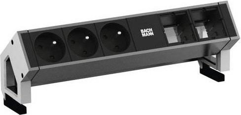 Bachmann DESK2 Tischstromverteiler 3xUTe 35° 2xCM mit Strom 0,2m GST18 in Edelstahl Inox lackiert - Bild 1