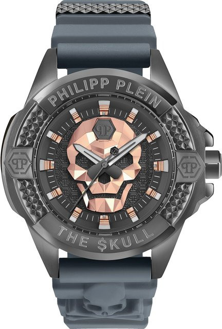 Philipp Plein Herrenuhr, Quarz, Edelstahl, 47 mm, Grau, Silikon, 5 ATM - Bild 1
