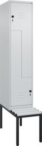 C+P Z-Spind Classic PLUS Sitzbank mit 2 Fächern und Sicherheits-Drehriegel, Farbe: Grau, B/T/H: 212,0 x 40,0 x 81,5 cm - Bild 1