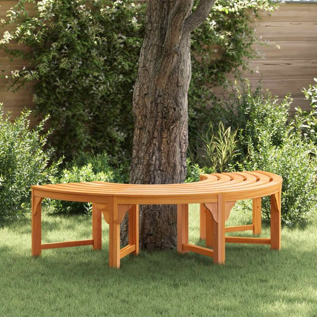 vidaXL Baumbank aus Massivholz Akazie und Eukalyptus in Braun, B/T/H: 300 x 80 x 45 cm - Bild 2