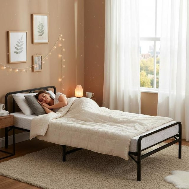 Klappbares Gästebett mit Matratze, Kopfteil und Fußteil aus schwarzem Metall in modernem Design - Bild 1