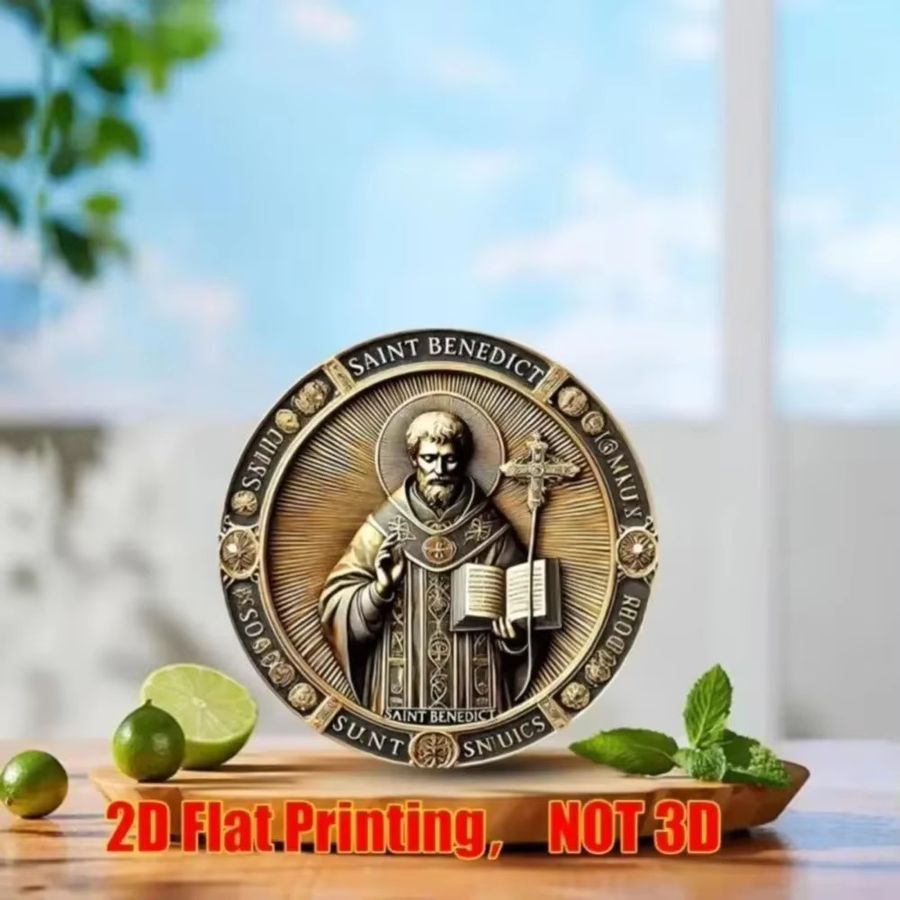 Saint Benedict Vintage runde Aluminium-Wandkunst von CIFBUY Durchmesser: 20 cm - Bild 4