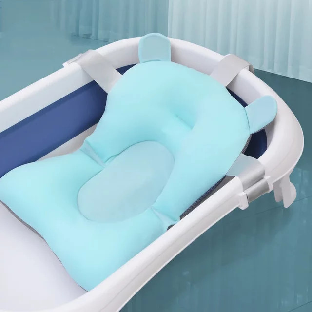 Faltbare Baby Badewannen-Matte mit Liegestützfunktion für Neugeborene als tragbares Duschkissen - Bild 1