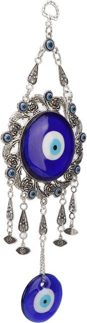 GoolRC Türkisches Auge Wanddekoration aus Glas in Blau und Grau mit floralem Design - Bild 1