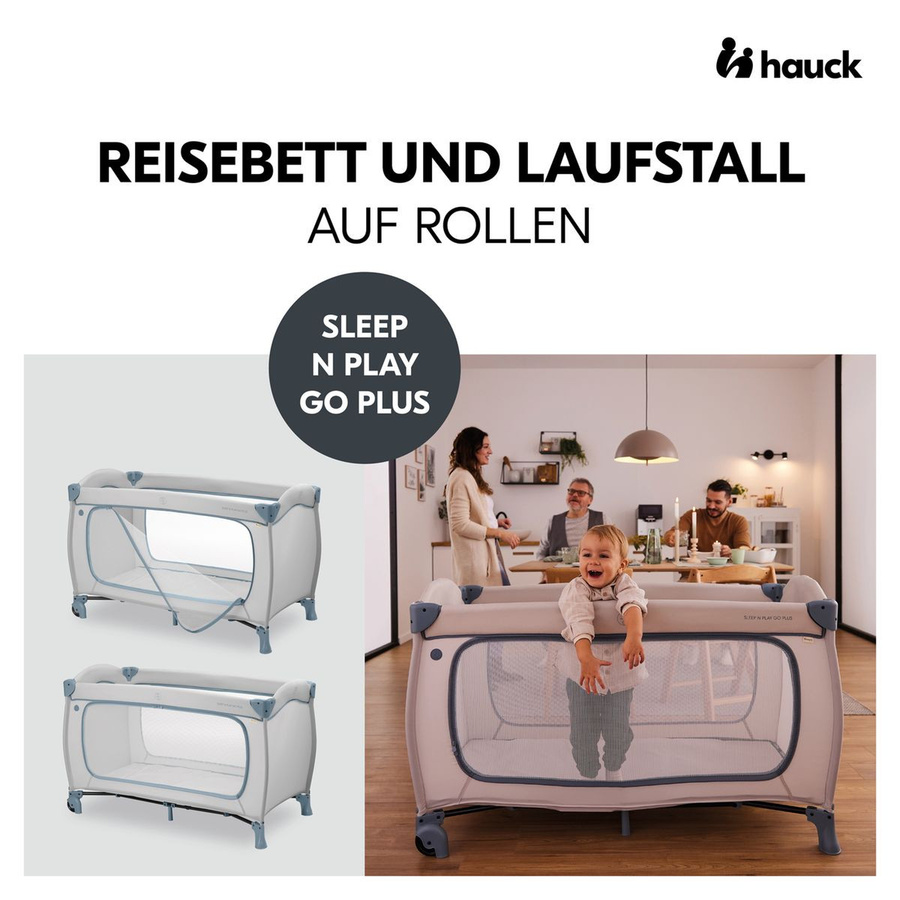 Hauck Reisebett Sleep N Play Go Plus in Dusty Blue mit Rollen und seitlichem Einstieg - Bild 2