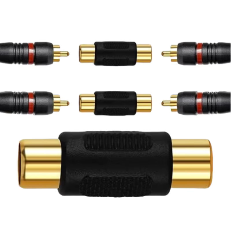 OULLX RCA Audio-Konverter Stereo-Stecker Buchse-zu-Buchse Koppler in Gold und Gelb - Bild 2