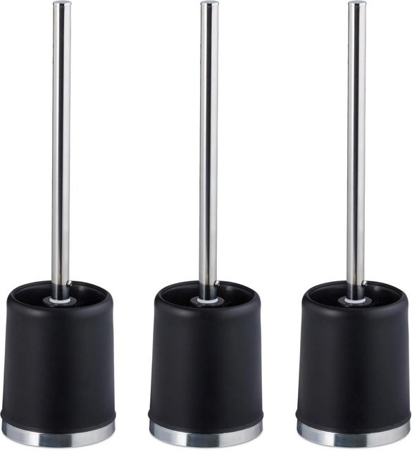 Relaxdays Klobürsten Set mit Halter aus Kunststoff in Schwarz, 3er Set, abnehmbar - Bild 1
