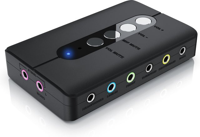 CSL USB 7.1 Soundkarte extern in Schwarz mit 7.1 Surround Sound, Stereo Audio Adapter und Lautstärkeregelung für Kopfhörer und Mikrofon - Bild 1