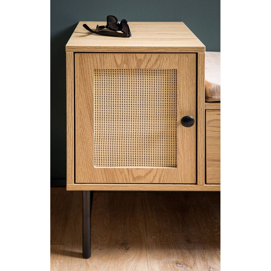Wohnling Schuhbank Rattan in Natur Braun B/H/T: 100 x 60 x 38 cm - Bild 2